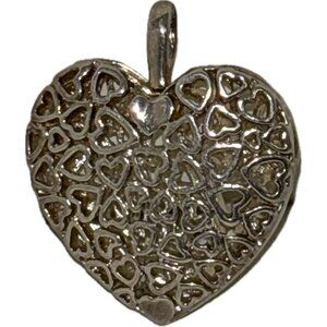 Heart-Shaped Silver-Tone Metal Pendant 1.5"‎ With Cutout Heart Design